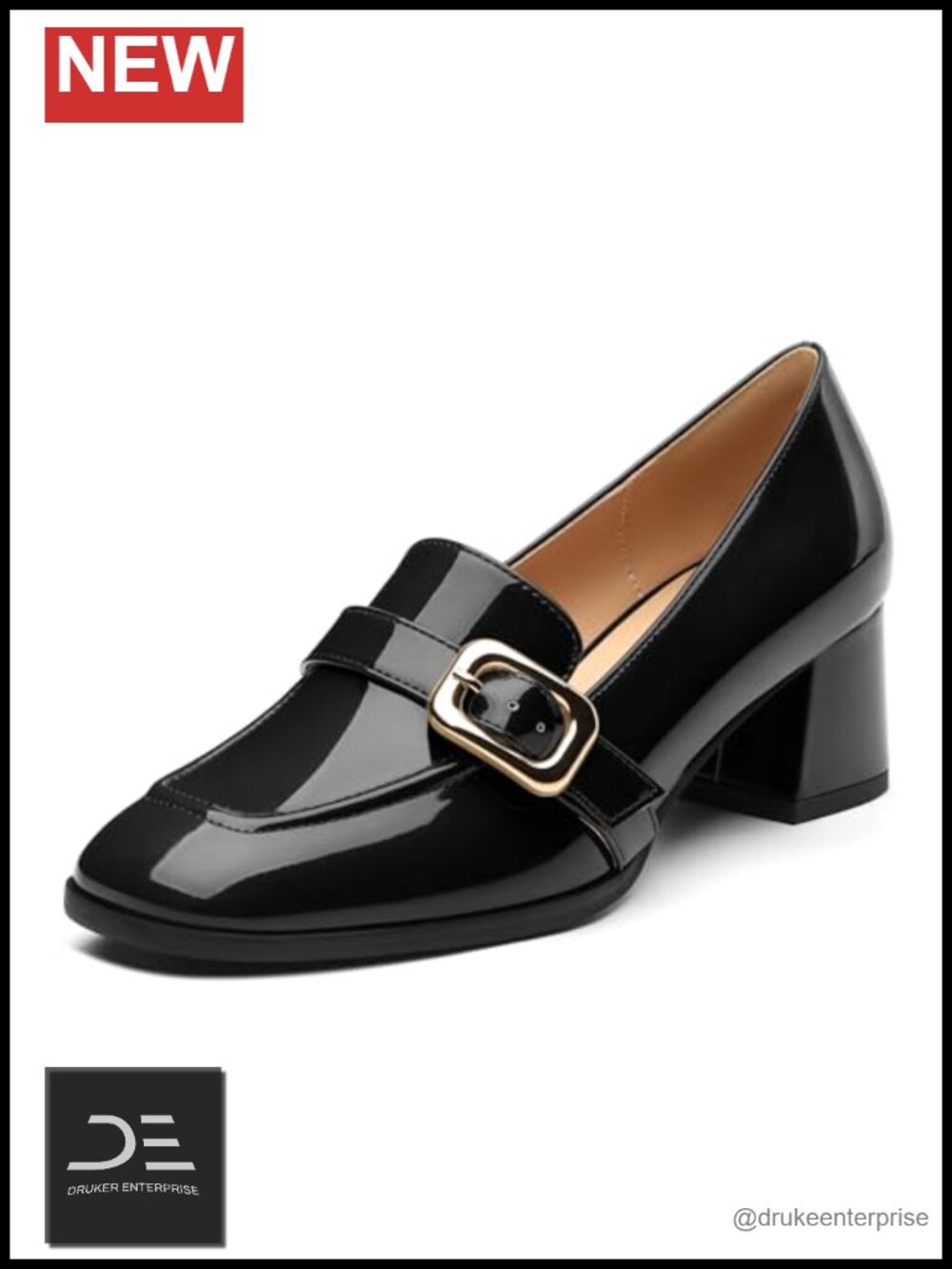Chunky Heel Loafer Slip-Ons with Buckle Detail Women's Shoes